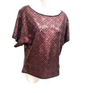 NEW SoCa St John Sequin Geometric  Dolman Sleeve Top  100%Wool M